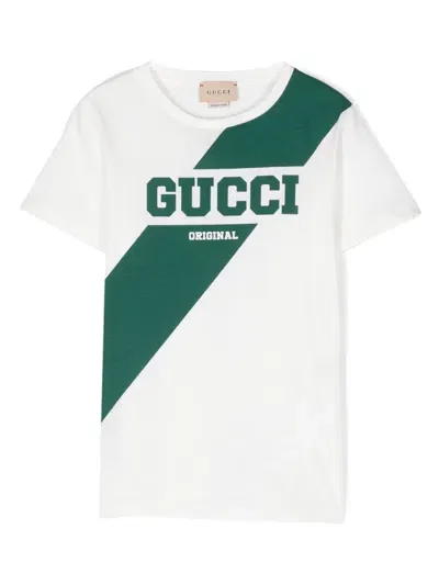 Gucci Kids' Printed Cotton T-shirt In White