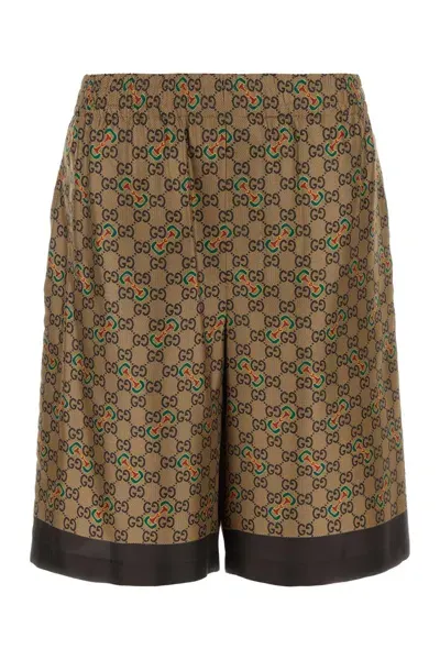 Gucci Printed Twill Bermuda Shorts In Multicolor