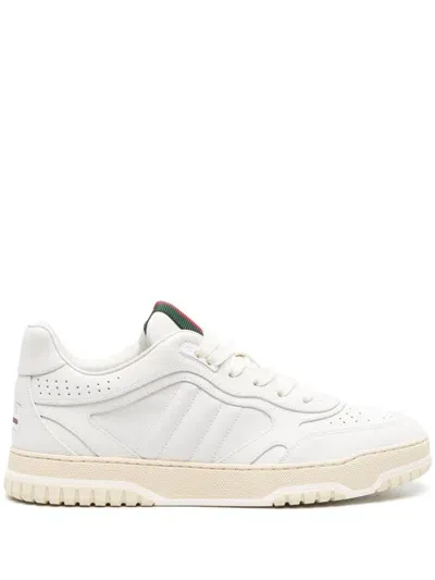 Gucci Re-web Leather Sneakers In White