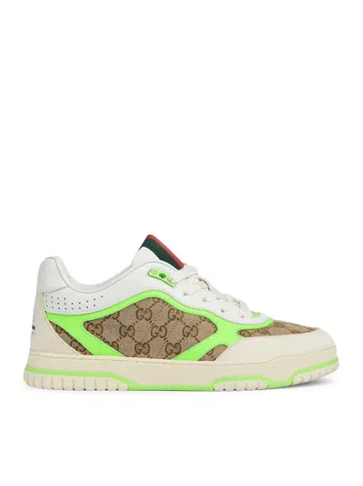 Gucci Re-web Panelled Sneakers In Nude & Neutrals