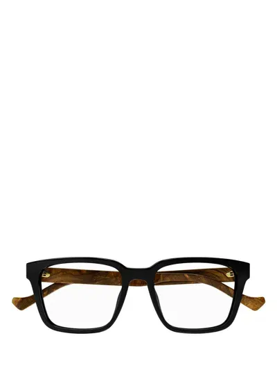 Gucci Rectangle Frame Glasses In 001 Black Black Transpare