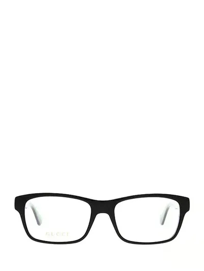 Gucci Rectangular Frame Glasses In 006 Black Green Transpare