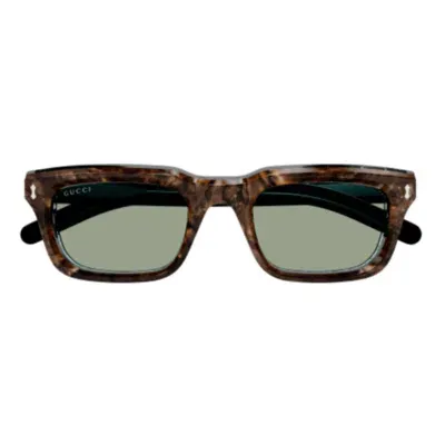 Gucci Rectangular Frame Sunglasses In 003 Blue Blue Green