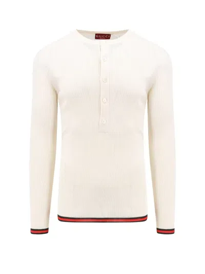 Gucci Ribbed Silk Sweater In White