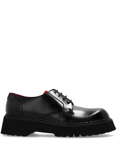 Gucci Ribbon-stripe Leather Derby Shoes In Black