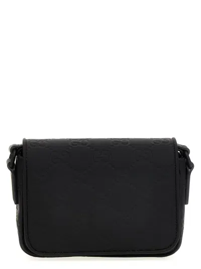 Gucci Rubber Effect Crossbody Bag In Black