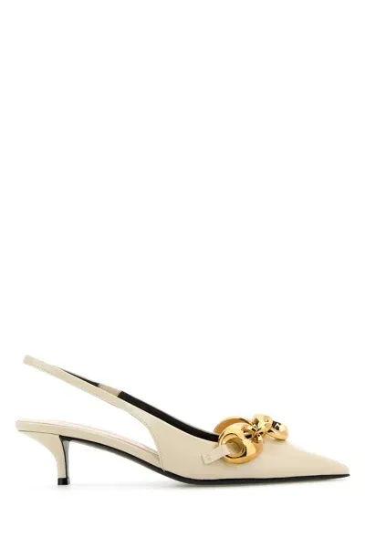 Gucci Marina Patent Chain Slingback Pumps In White