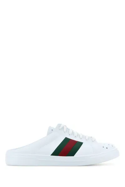 Gucci Ace Herren-mules Mit Web In White,green,red