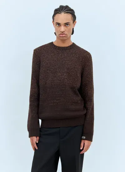 Gucci Sequin Crewneck Sweater In Brown