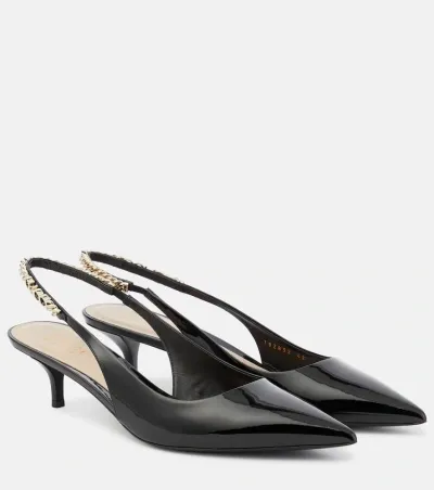 Gucci Signoria Leather Slingback Pumps In Nero/nero