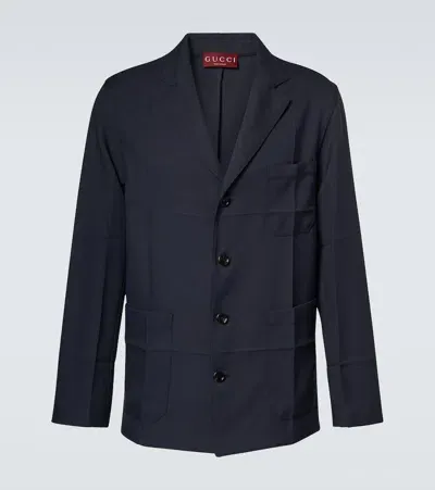 Gucci Single-breasted Blazer In Blue