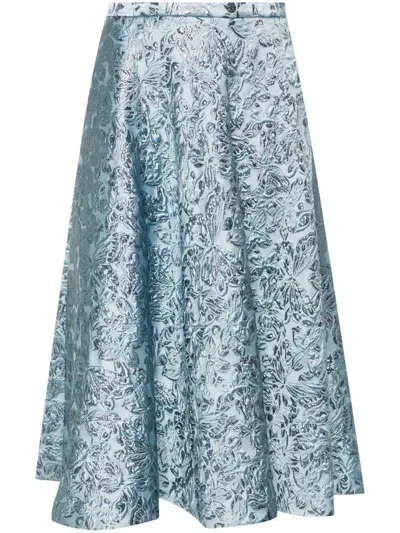 Gucci Jacquard-pattern Midi Skirt In Blue