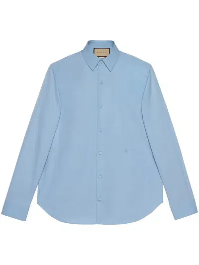 Gucci Slim-cut Button-down Shirt In Blue