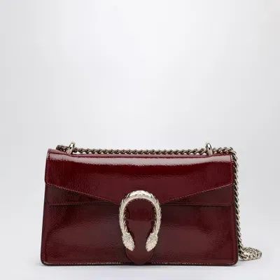 Gucci Small Dyonisus Bag Red Anchor In Patent Leather In Burgundy