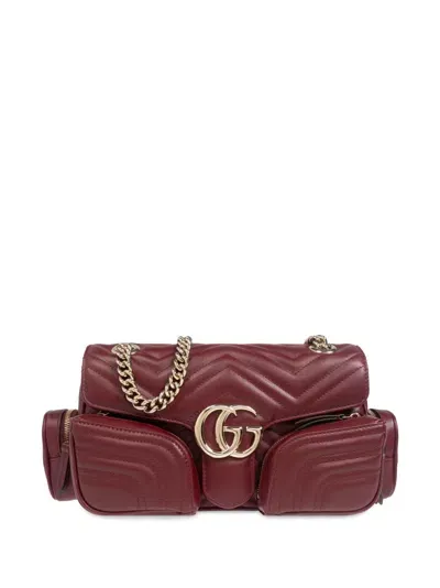 Gucci Small Gg Marmont Shoulder Bag In Red