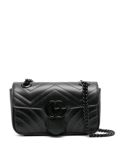 Gucci Kleine Gg Marmont Schultertasche In Black