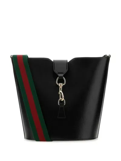 Gucci Woman Black Leather Small Bucket Bag