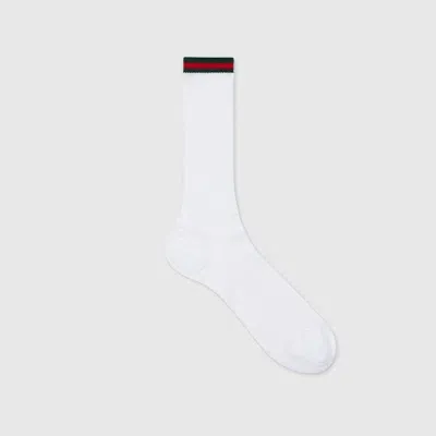 Gucci Cotton Blend Socks With Web In White