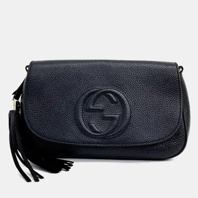 Pre-owned Gucci Soho Chain Crossbody Bag In Black