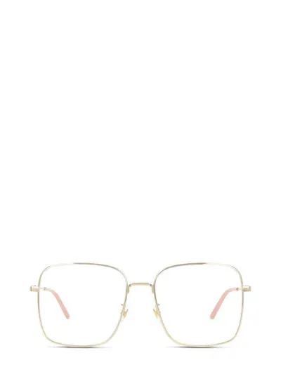 Gucci Square Frame Glasses In 001 Gold Gold Transparent