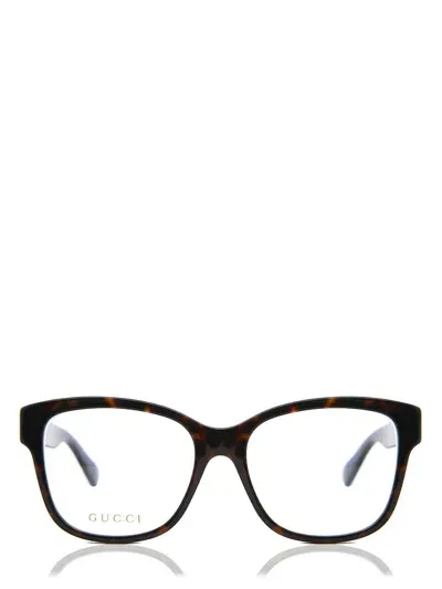 Gucci Square Frame Glasses In Havana-blue-transparent