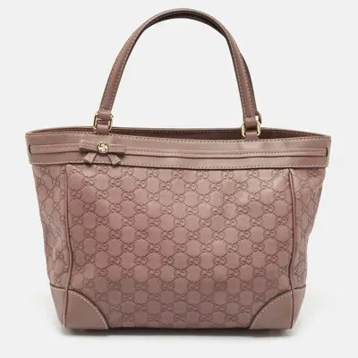 Pre-owned Gucci Ssima Leather Mayfair Tote In Pink