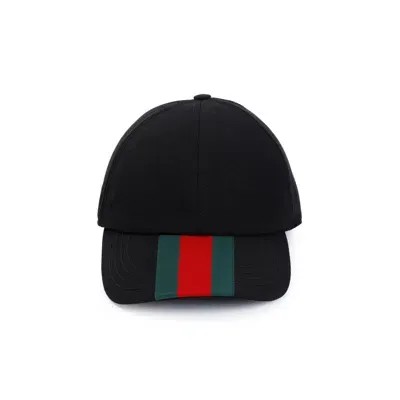 Gucci Stripe Detailed Cap In Black