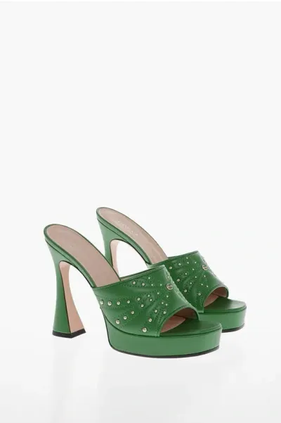 Gucci Studded Leather Charlotte Open Toe Mules 12cm