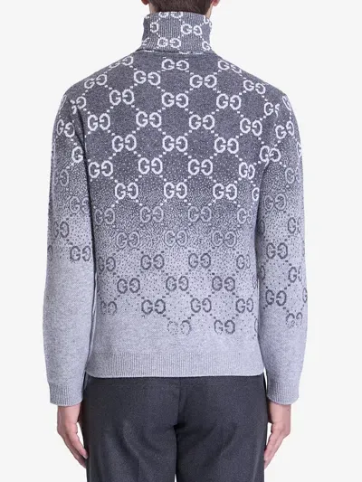 Gucci Sweater In Gg Dégradé Wool Jacquard In Blue