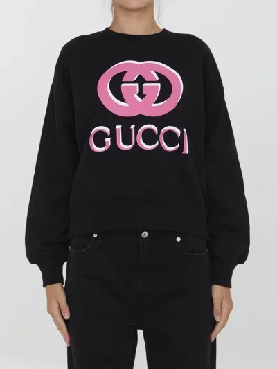 Gucci Sweatshirt With  Interlocking G Print In Black