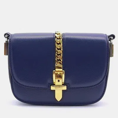 Pre-owned Gucci Sylvie 1969 Mini Shoulder Bag In Navy Blue