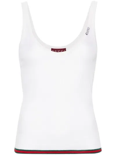 Gucci White Intarsia-logo Knit Tank Top