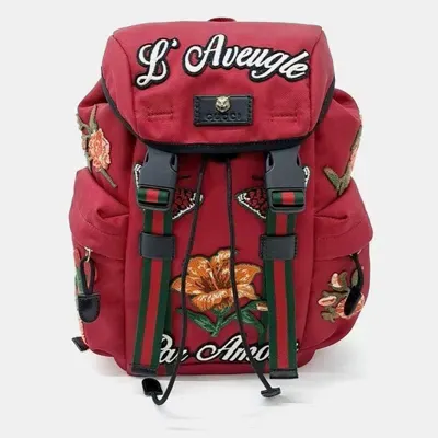 Pre-owned Gucci Technical Embroidery Backpack In Multicolor