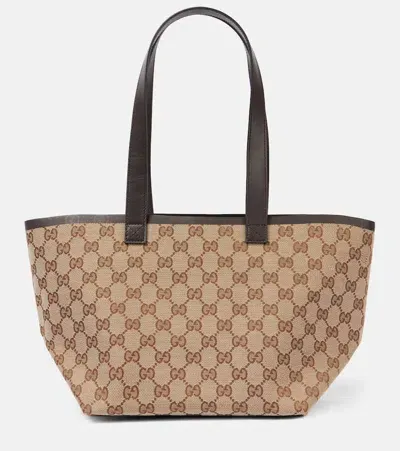 Gucci Totissima Small Leather-trimmed Tote Bag In Brown