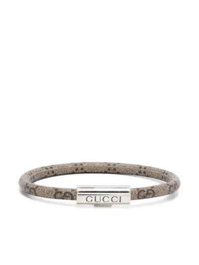 Gucci Trademark Gg Supreme Armband Aus Sterlingsilber In Silber