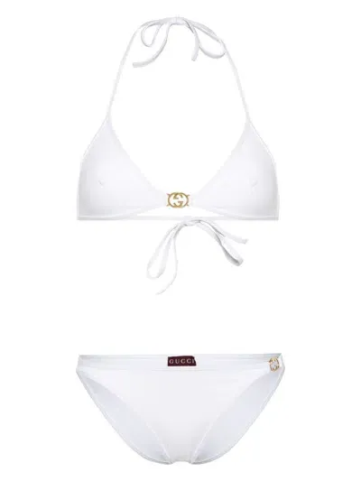 Gucci Interlocking G-plaque Bikini In White