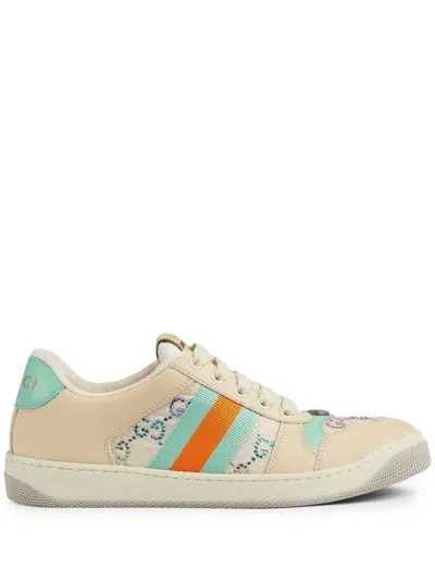 Gucci Turquoise Leather Sneakers For Women In Pink