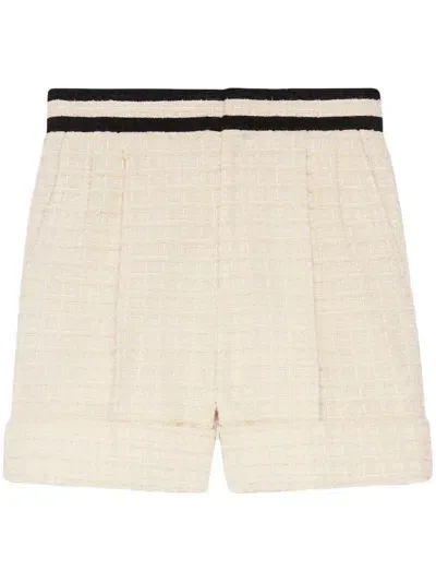 Gucci Two-tone Tweed Shorts In Nude