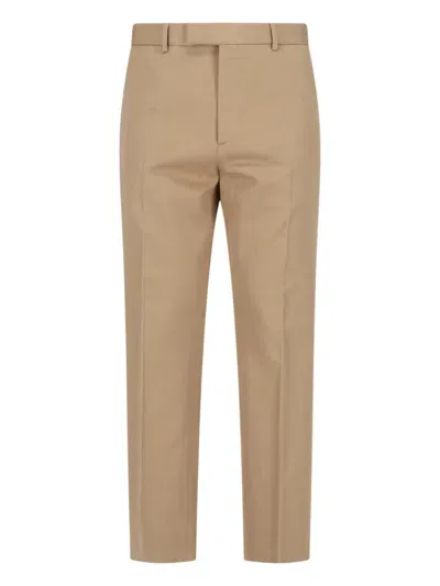 Gucci Web Detail Straight Pants In Beige Mix