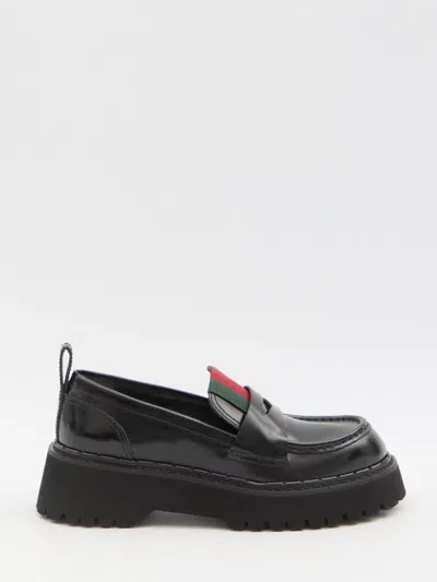 Gucci Web Loafers In Black