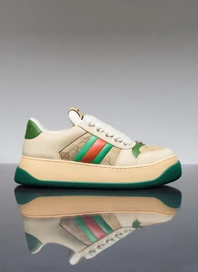 Gucci Web Screener Sneakers In Cream