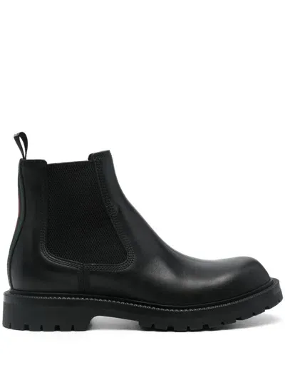 Gucci Web Detailed Boots In Black