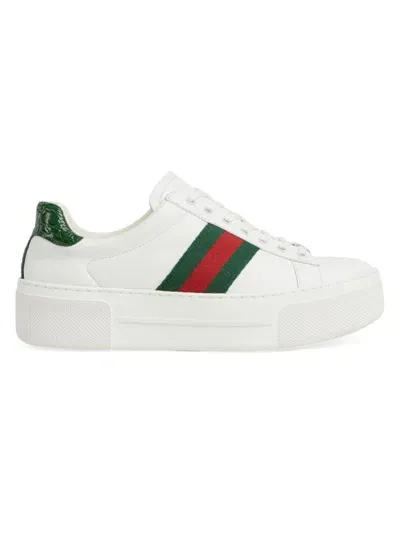 Gucci Women's Ace Leather Low-top Sneakers In Bottle Green