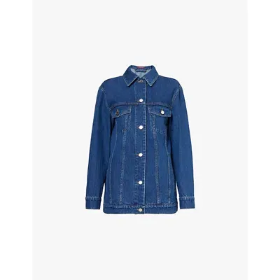 Gucci Womens Blue Relaxed-fit Branded Denim Jacket