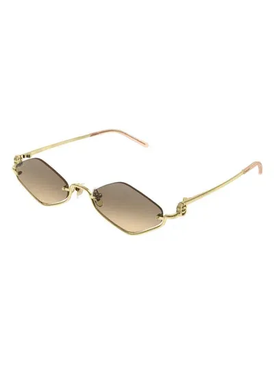 Gucci Gg1604s Linea Gg Logo 003 Gold Orange Sunglasses