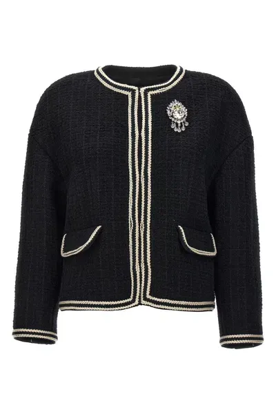 Gucci Interlocking G Tweed Jacket In Black