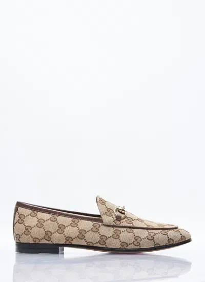 Gucci Jordaan Gg-canvas Loafers In Cream