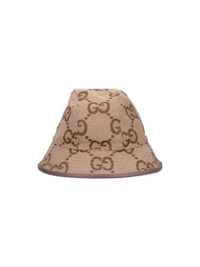 Gucci 'jumbo Gg' Bucket Hat In Brown