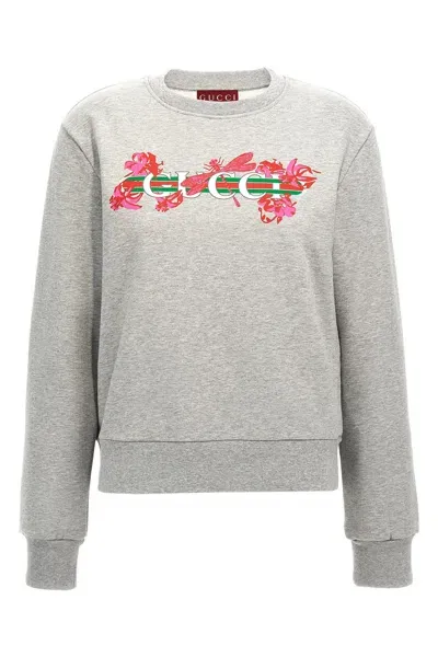 Gucci Printed Cotton Sweatshirt In Gray