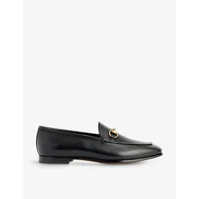 Gucci Jordaan Horsebit-embellished Leather Moccasins In Nero